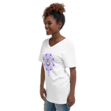 V-Neck White T-Shirts | Women's Moonflower T-Shirt | HYR LYF